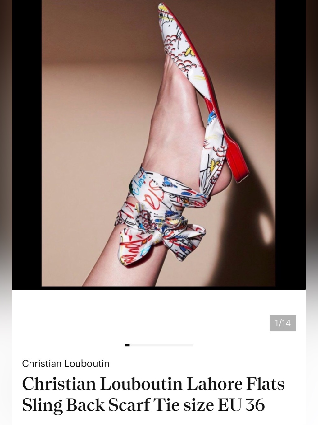 Christian Louboutin Lahore Flats Sling Back Scarf Tie Size Eu 36